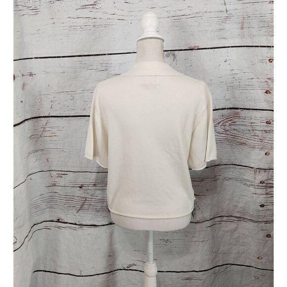 CRUSH Silk Cashmere Button Front Short Seeve Sweater Size Small - Picture 2 of 6